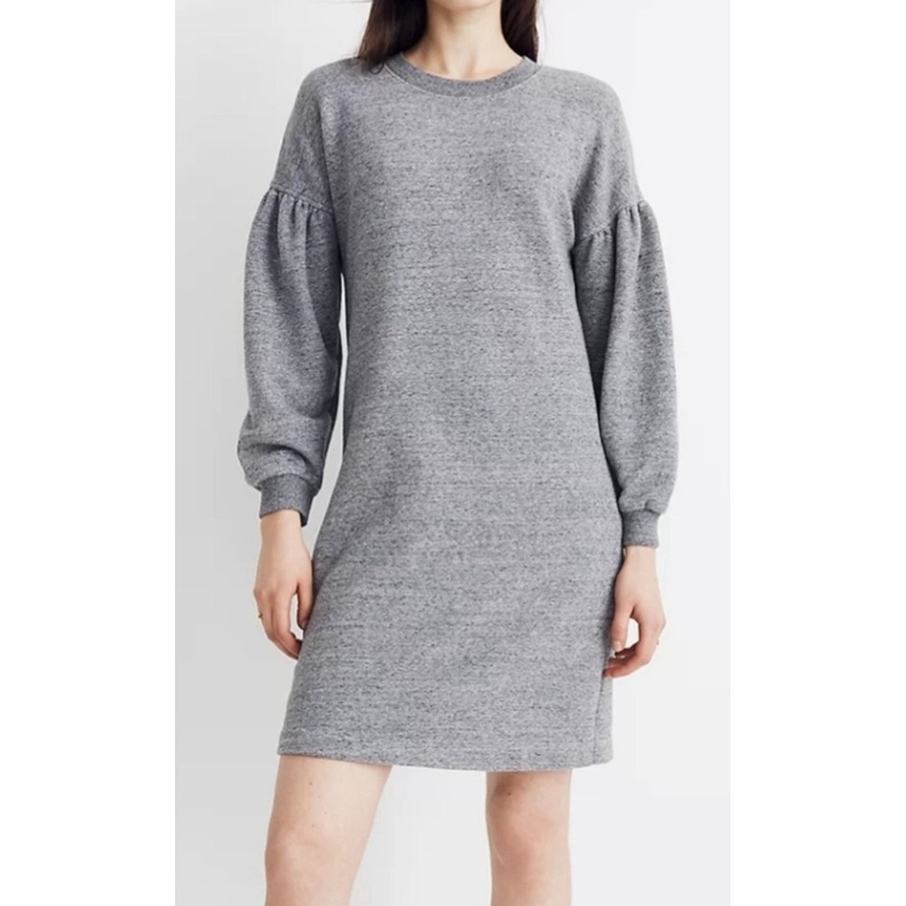 Madewell Bubble-Sleeve Sweatshirt Long Sleeve Dress Sz M‎ casual Athleisure Gray